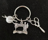 Vintage Sewing Yarn Scissors Lot - Keyring Keychain Charm Women Jewelry Findings
