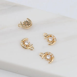 10 Pcs Star & Moon Charms for DIY Jewelry Making
