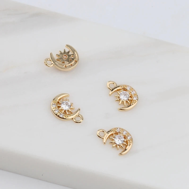 10 Pcs Star & Moon Charms for DIY Jewelry Making