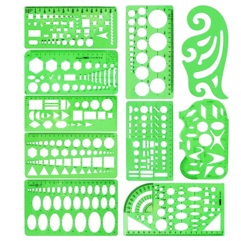 10 Pcs Measuring Plastic Templates Circle Template Geometric Drawing Templates