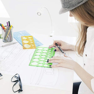 10 Pcs Circle Template Geometric Drawing Building Rulers