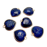 10 Pcs Natural Lapis Lazuli Heart Pendant for Necklace Making