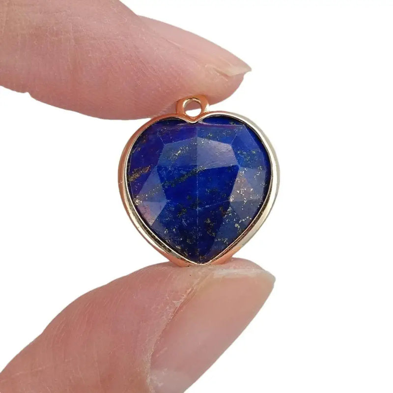 10 Pcs Natural Lapis Lazuli Heart Pendant for Necklace Making