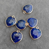 10 Pcs Natural Lapis Lazuli Heart Pendant for Necklace Making