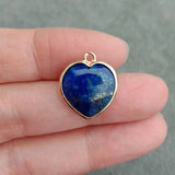 10 Pcs Natural Lapis Lazuli Heart Pendant for Necklace Making
