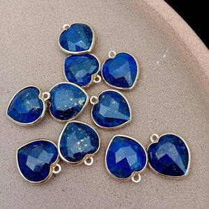 10 Pcs Natural Lapis Lazuli Heart Pendant for Necklace Making