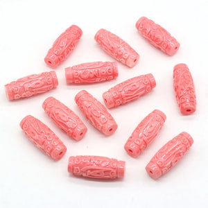 10 Pcs Coral Beads Cylinder Shape Pink Coral Loose Beads Necklace Accessories