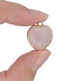 10 Pcs Rose Quartz Heart Pendant for Necklace Making