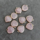 10 Pcs Rose Quartz Heart Pendant for Necklace Making