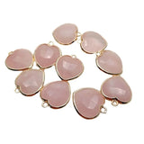 10 Pcs Rose Quartz Heart Pendant for Necklace Making