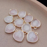 10 Pcs Rose Quartz Heart Pendant for Necklace Making