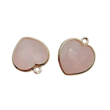 10 Pcs Rose Quartz Heart Pendant for Necklace Making