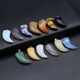10 Pcs Ox Horn Shape Healing Crystal Stone Pendants Agate Charms