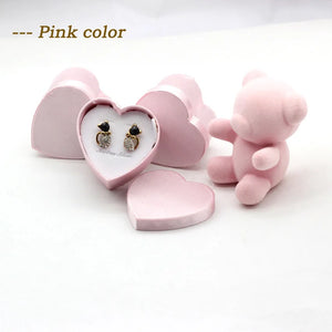 10 Pcs Pink Heart Shaped Jewelry Box Wedding Earring Ring Pendant Box