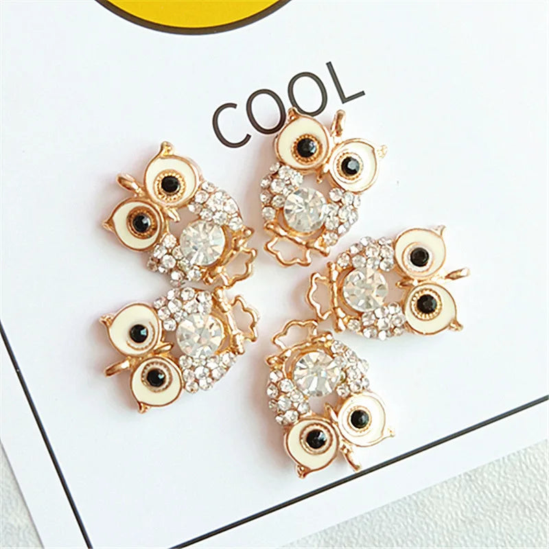 10 Pcs Rhinestone Owl Charms Pendants for DIY Jewelry Making