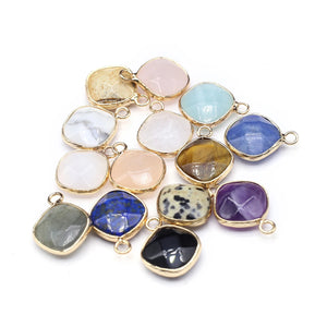 10 Pcs Rhombus Shape Healing Crystal Stone Pendants for Jewelry Making