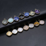 10 Pcs Rhombus Shape Healing Crystal Stone Pendants for Jewelry Making