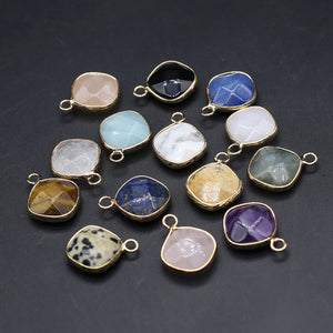 10 Pcs Rhombus Shape Healing Crystal Stone Pendants for Jewelry Making
