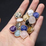 10 Pcs Rhombus Shape Healing Crystal Stone Pendants for Jewelry Making