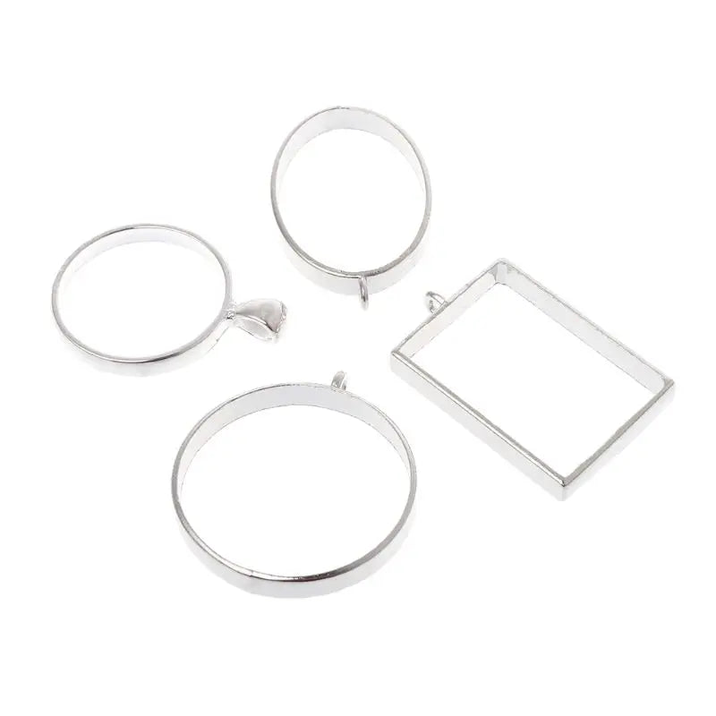 10 Pcs Geometric Resin Metal Frames for DIY Necklace Pendant
