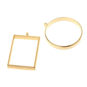 10 Pcs Geometric Resin Metal Frames for DIY Necklace Pendant
