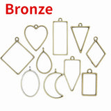 10Pcs Geometric Metal Pendant Frame Set DIY Jewelry Making Epoxy UV Mold