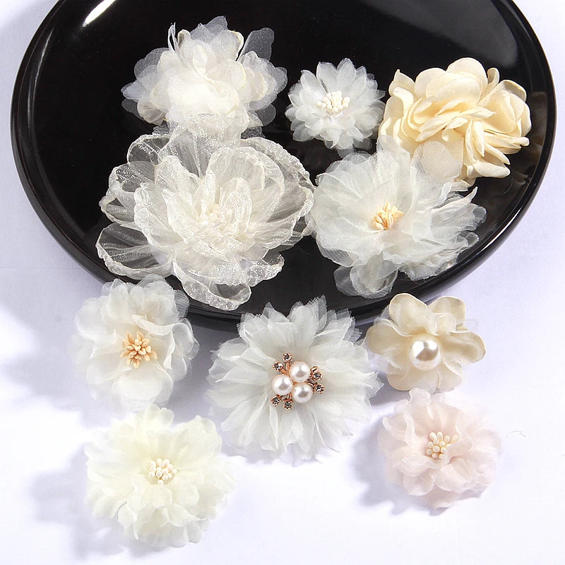 10 Pcs Mix Fabric Flowers DIY Wedding Invitation Decoration