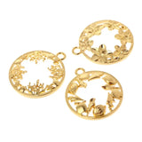 10 Pcs Round Floral Frame Metal Epoxy Resin Jewelry Pendant