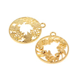 10 Pcs Round Floral Frame Metal Epoxy Resin Jewelry Pendant
