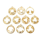 10 Pcs Round Floral Frame Metal Epoxy Resin Jewelry Pendant