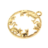 10 Pcs Round Floral Frame Metal Epoxy Resin Jewelry Pendant