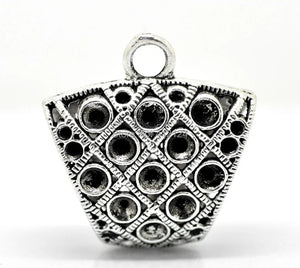 10 Pcs Silver Patterned Carved Bail Beads for Wrap Scarf Jewelry Making 3.8cm