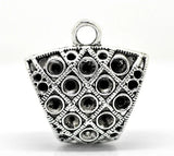 10 Pcs Silver Patterned Carved Bail Beads for Wrap Scarf Jewelry Making 3.8cm