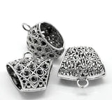 10 Pcs Silver Patterned Carved Bail Beads for Wrap Scarf Jewelry Making 3.8cm