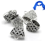 10 Pcs Silver Patterned Carved Bail Beads for Wrap Scarf Jewelry Making 3.8cm
