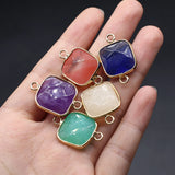 10 Pcs Square Agate Crystal Stone Connectors for Jewelry Making