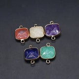 10 Pcs Square Agate Crystal Stone Connectors for Jewelry Making
