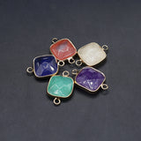 10 Pcs Square Agate Crystal Stone Connectors for Jewelry Making