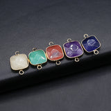 10 Pcs Square Agate Crystal Stone Connectors for Jewelry Making