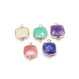 10 Pcs Square Agate Crystal Stone Connectors for Jewelry Making