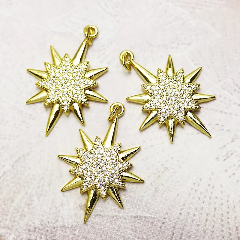 10 Pcs Zircon Star Necklace Pendant Women Accessories 7316