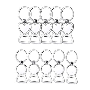 10 Pcs Sublimation Metal Bottle Opener Keychain Aluminum Heat Transfer Keychain