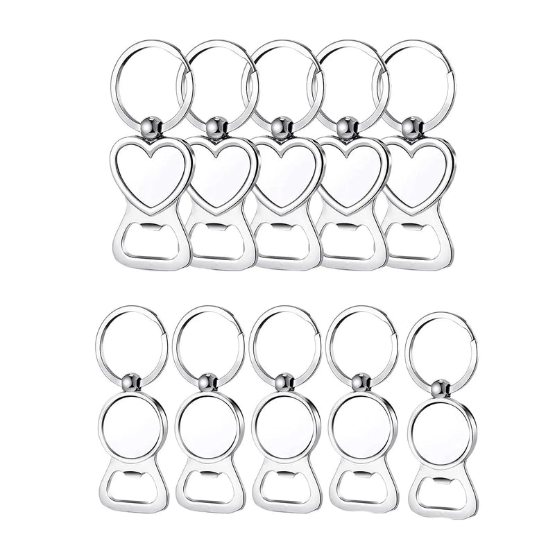10 Pcs Sublimation Metal Bottle Opener Keychain Aluminum Heat Transfer Keychain