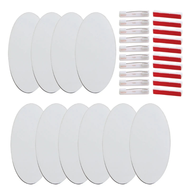 10 Pcs Sublimation Name Tags DIY Blank ID Name Badges with Pins