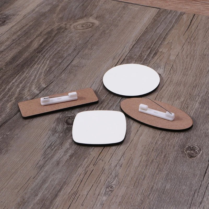 10 Pcs Sublimation Name Tags DIY Blank ID Name Badges with Pins