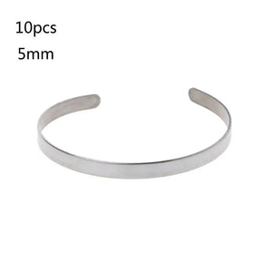 10 Pcs Titanium Blank Stamping Bracelet DIY Leather Cuff Bangles
