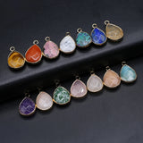 10 Pcs Water Drop Healing Crystal Stone Pendants for Jewelry Making