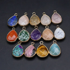 10 Pcs Water Drop Healing Crystal Stone Pendants for Jewelry Making