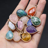 10 Pcs Water Drop Healing Crystal Stone Pendants for Jewelry Making