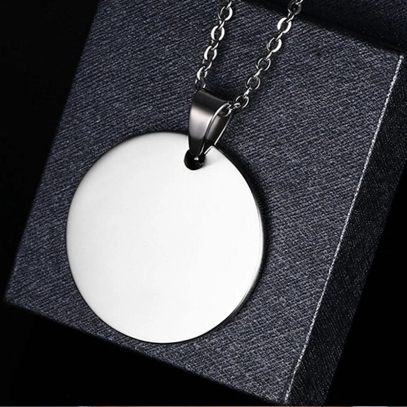 10 Pcs 30m Round Stainless Steel Blank Dog Tags Pendant Necklace